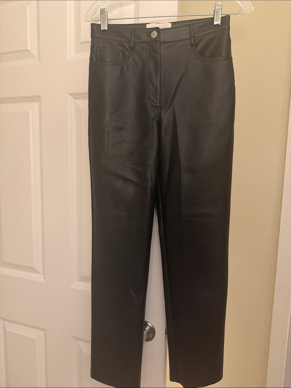 Wilfred Black Faux Leather Straight-Leg pants